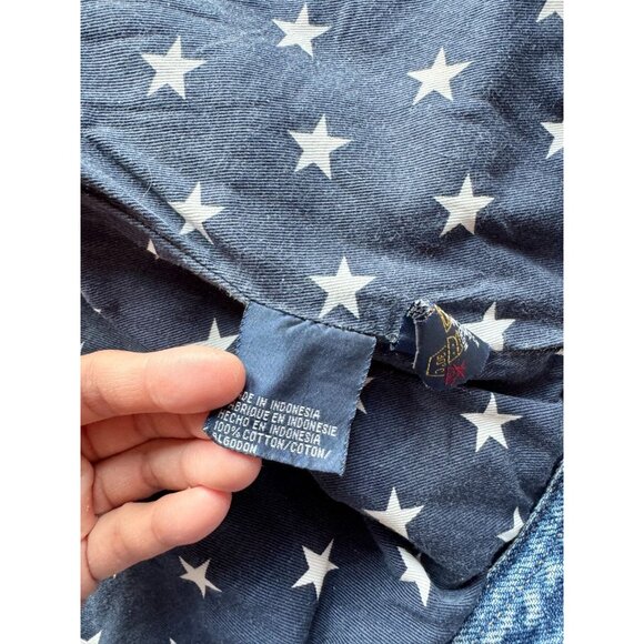 Vintage TOMMY HILFIGER 100% Cotton Star Print Lined Denim Vest, Size XL - Picture 15 of 16